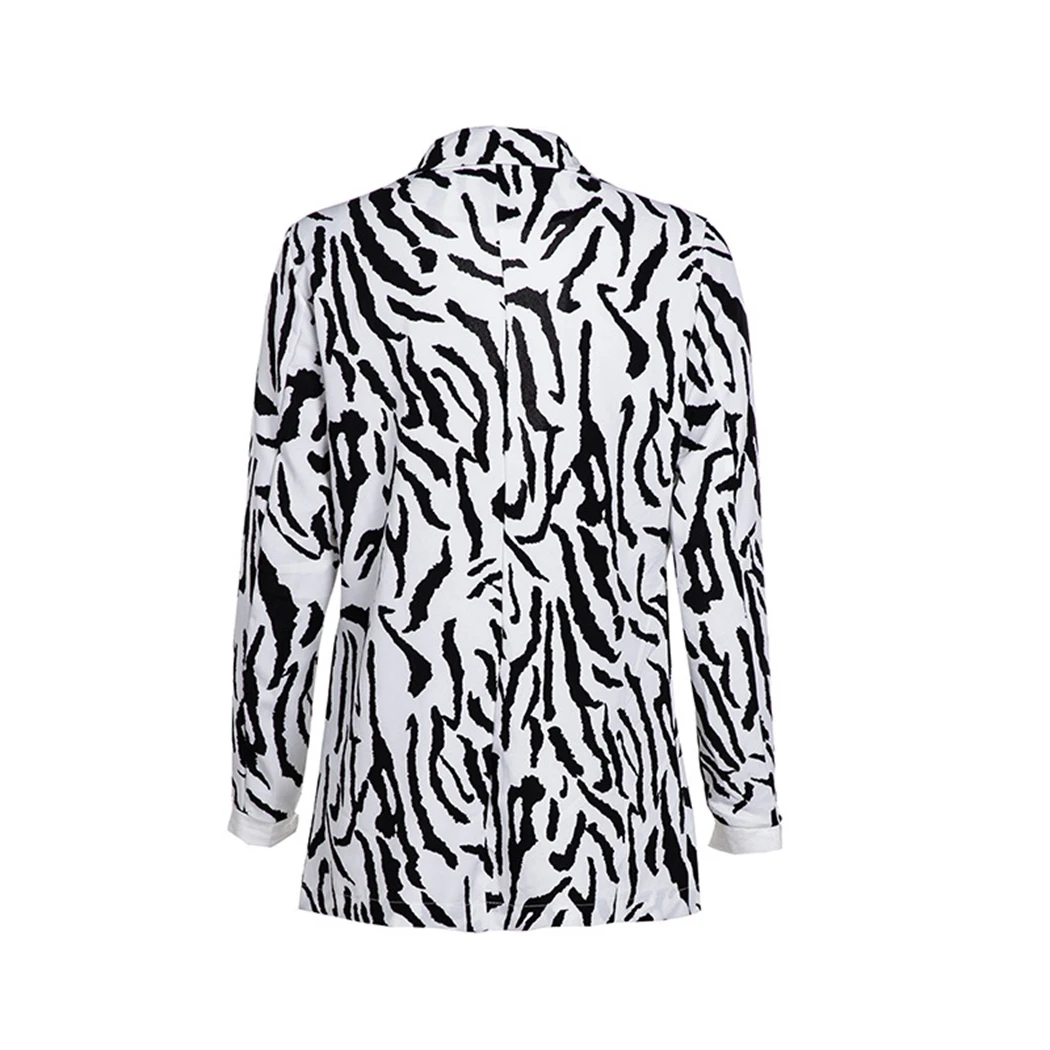 Офисный Женский блейзер в полоску с принтом зебры осенний Модный женский длинный