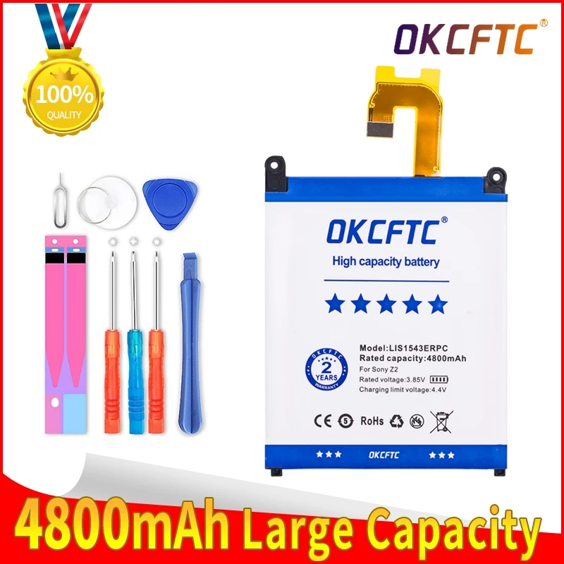 

OKCFTC Original 4800mAh LIS1543ERPC Battery For SONY Xperia Z2 L50w Sirius SO-03 D6503 D6502 Phone High Quality Battery+TOOL