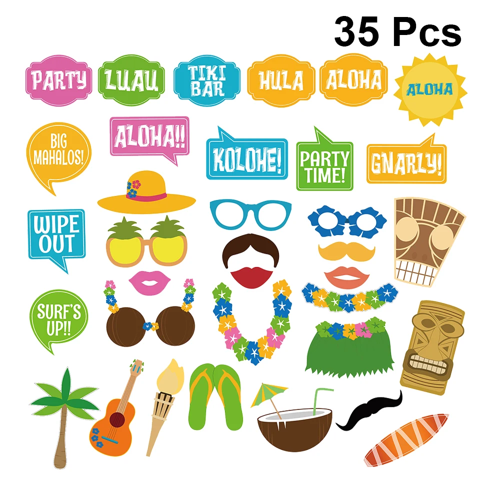 35 шт. Гавайские вечерние реквизит смешной для фотографий бумажные усы украшения