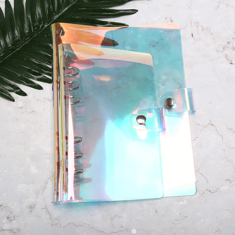 

A5 A6 Laser Notebook Shell Colorful PVC Transparent Book Spiral Binder Replacement Cover 6 Hole Loose Leaf Notebooks
