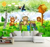 custom 3d wallpaper mural animal story beautiful cartoon landscape childrens room childrens interior decoration painting