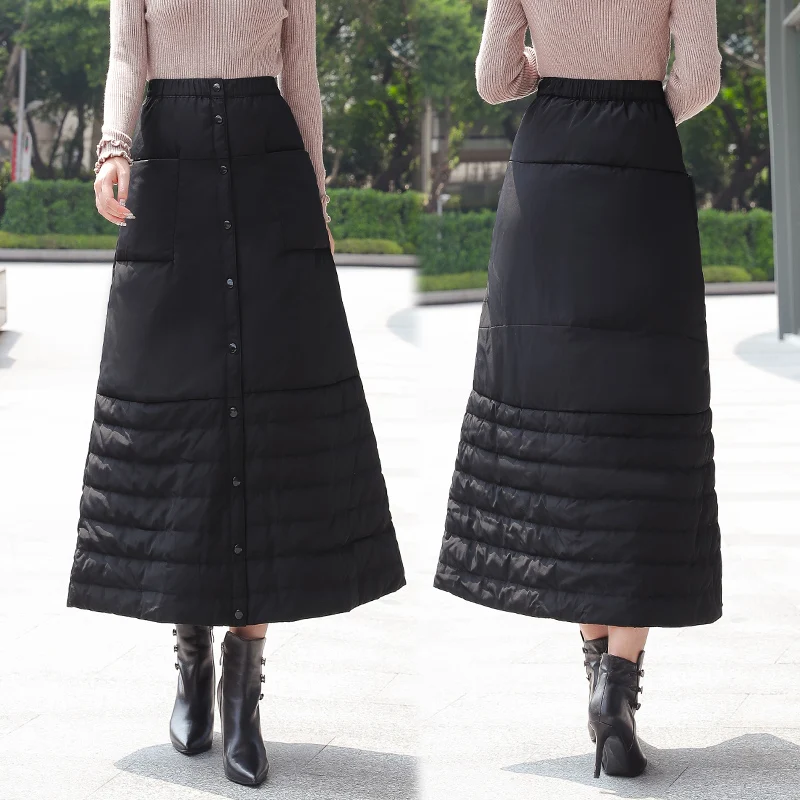 Зимняя теплая ветрозащитная холодная юбка с высокой талией и защитой от ветра