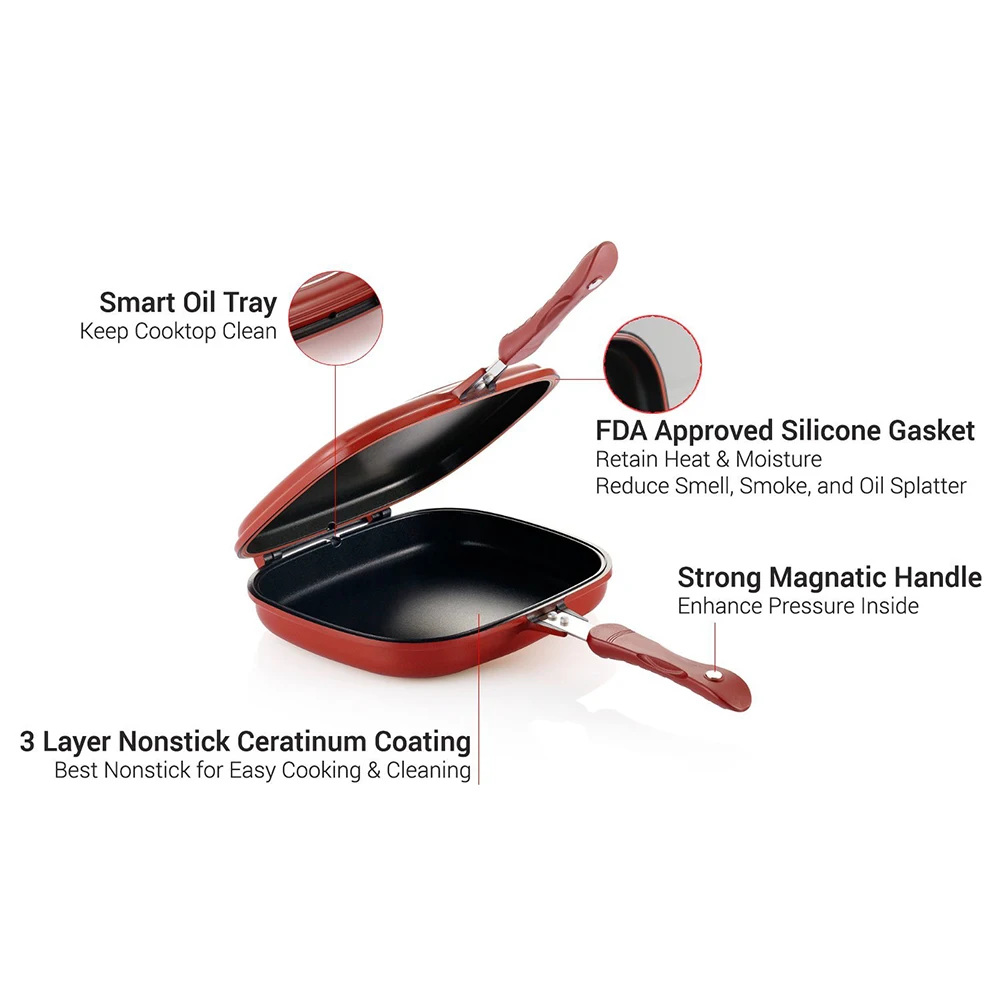 Антипригарный двухсторонний прямоугольник стейк гриль сковорода кастрюля