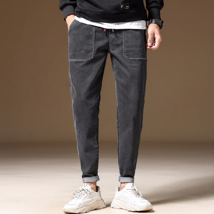 2019 осенние модные мужские узкие джинсы Мужские для отдыха джинсовые брюки |