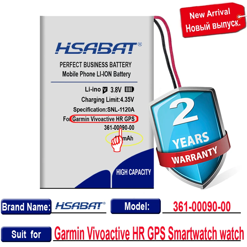 HSABAT 0 Cycle 420mAh 361-00090-00 Battery for Garmin Vivoactive HR GPS Smartwatch watch Rechargeable Accumulator | Мобильные