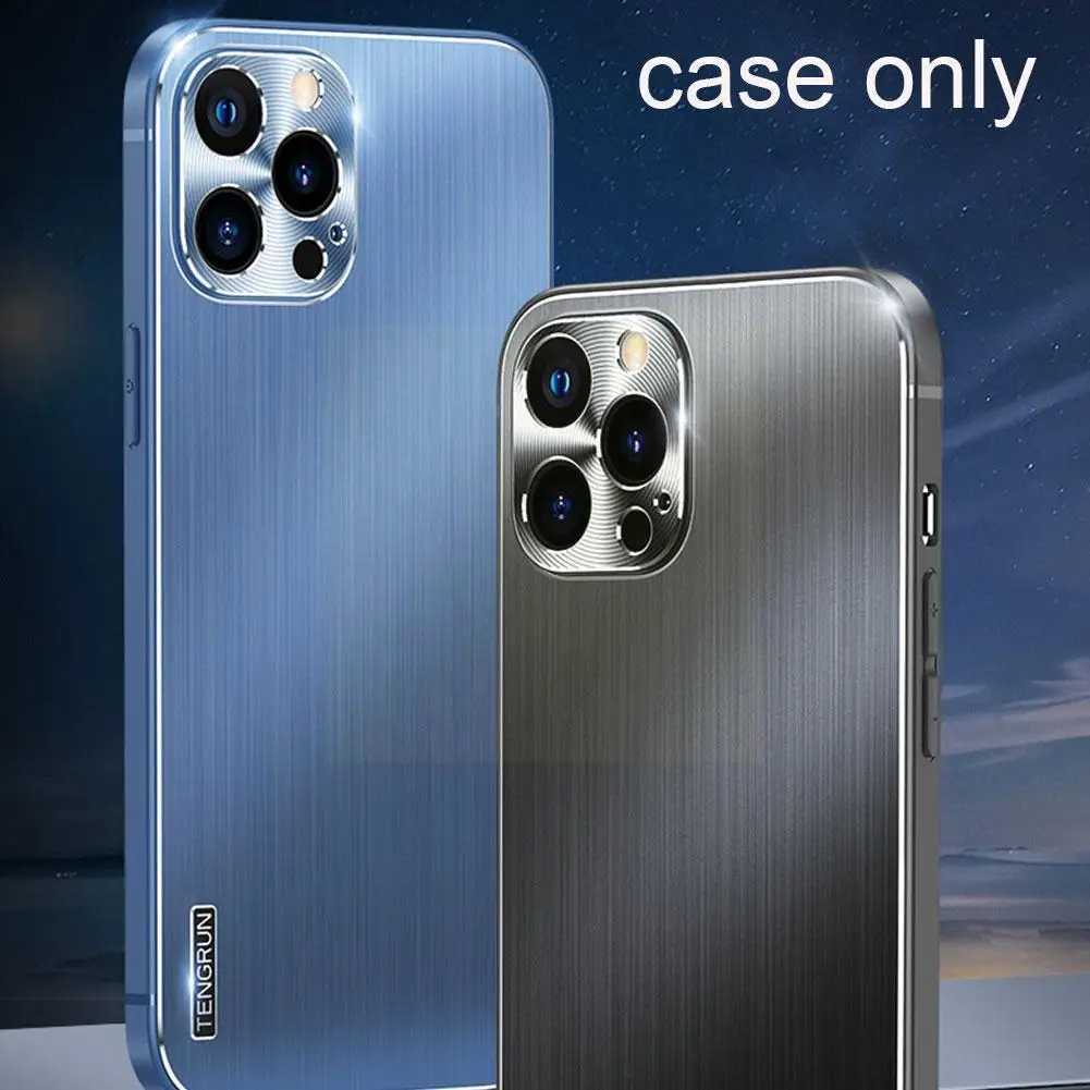

For Iphone 12 New Mobile Phone Case 12promax Brushed Phone Lens Metal Protection Protection Case All-inclusive Anti-f T0E9