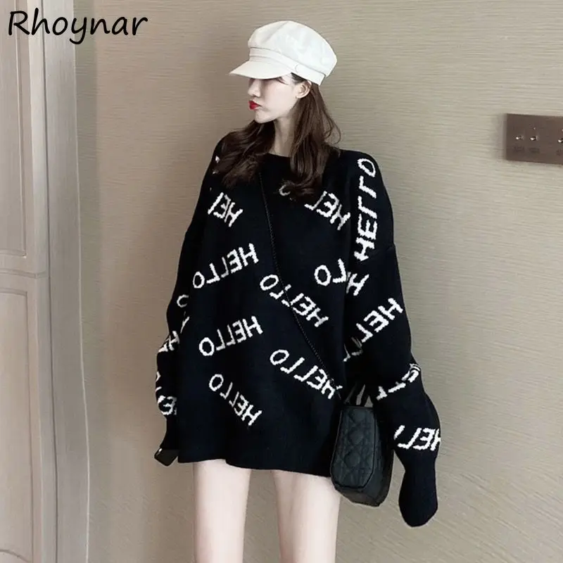 

Pullovers Women Popular Letter All-match Fashion Baggy Lovely Preppy Style Lazy Ulzzang Vintage Cozy Minimalist Elegant Daily