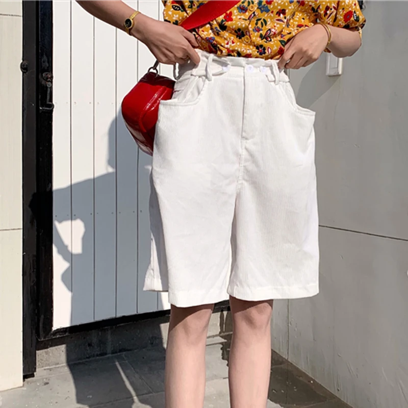 Шорты женские вельветовые прямые 6 цветов на пуговицах с карманами | Женская