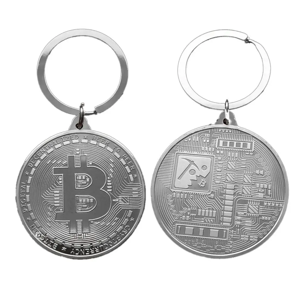 Позолоченный Биткойн монета брелок для ключей монета Биткоин арт коллекция коллекционные брелок ретро-брелок украшения для дома