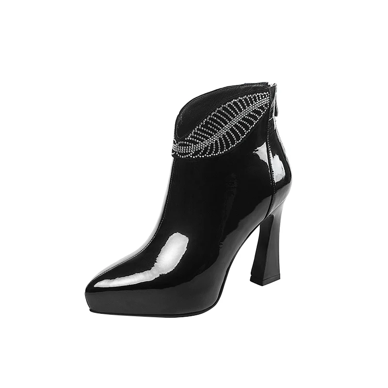 Женские ботинки из натуральной кожи на очень высоком каблуке 10 см модные