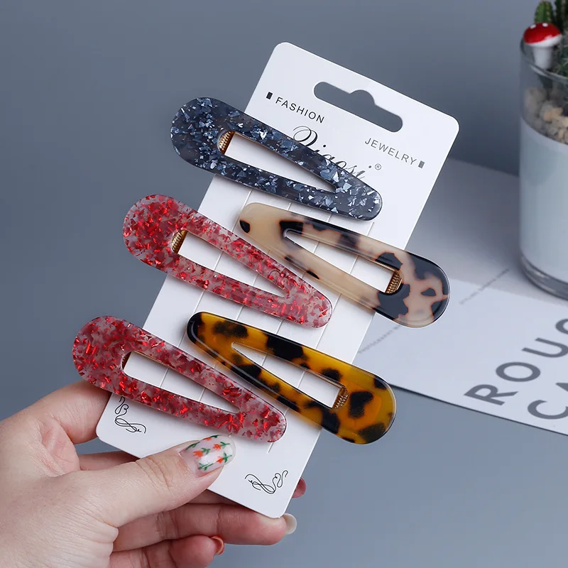 Набор больших заколок для волос из блестящей фольги леопардовой расцветки