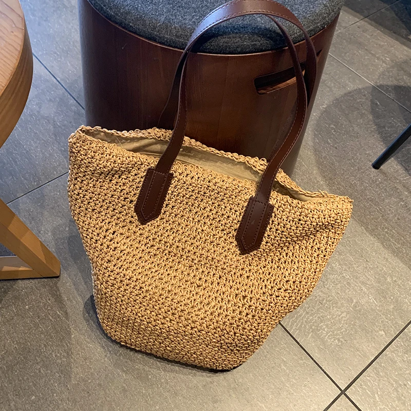 

2021 Women Handbags Summer Straw Beach Bag Fashion Handmade Woven New Handbag Shopping Bag Large Capacity Ladies Shoulder Bags