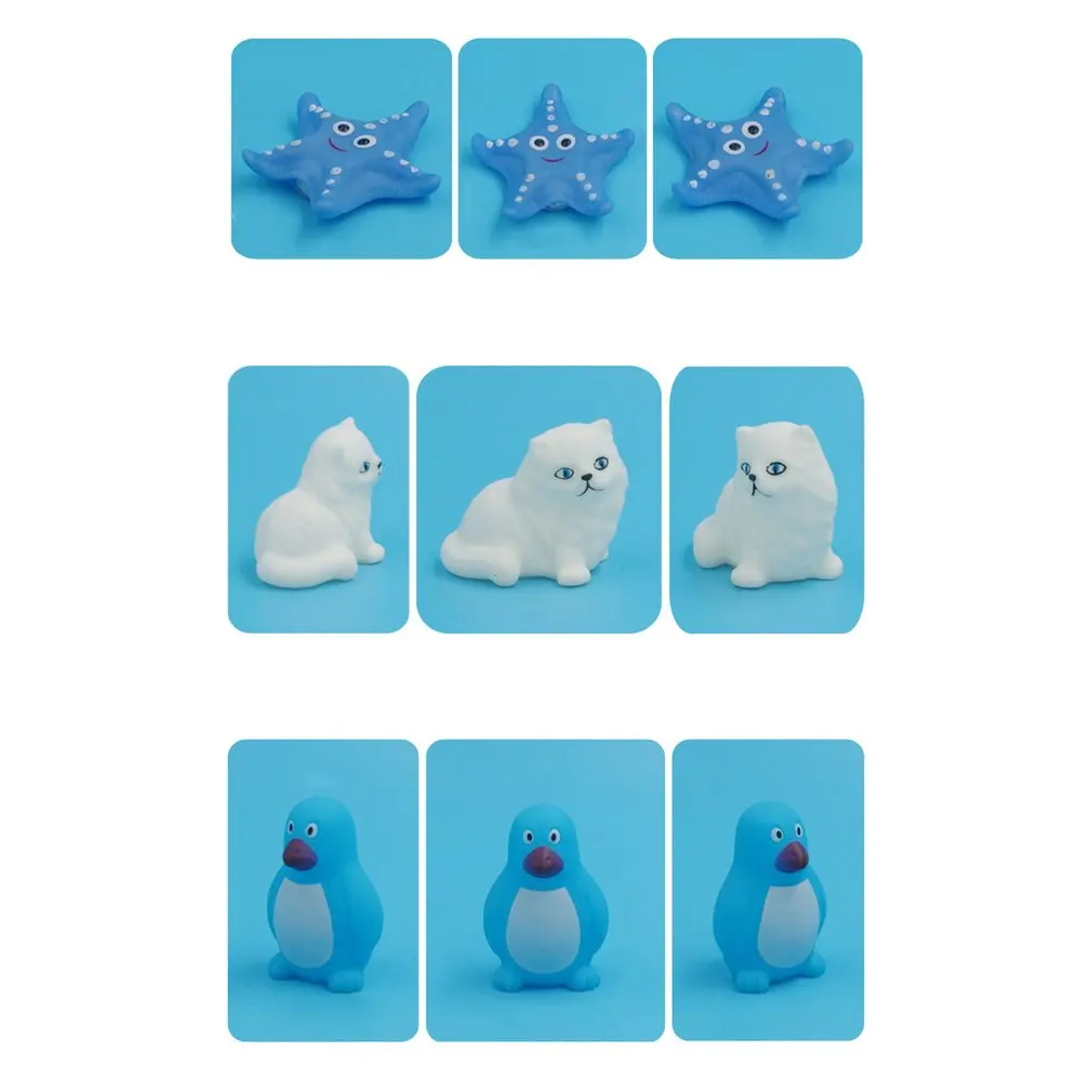 10 Pcs Cute Animals Swimming Water Toys Colorful Soft Rubber Float Squeeze Sound Squeaky Bathing Toy For Baby Bath Toys