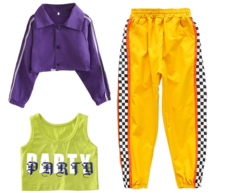 

Teen Girls Crop Jacket Shirts Jogger Pants Hip Hop Clothing Set Jazz Dance Costumes Girls Dancing Streetwear for 8 10 12 14 16 Y