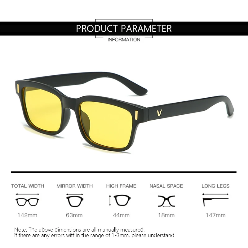 

New Yellow Retro Beige Nail V-Shaped Leg Sunglasses Men's and Women's Fashionable Sunglasses UV-Proof Night Vision Glasses