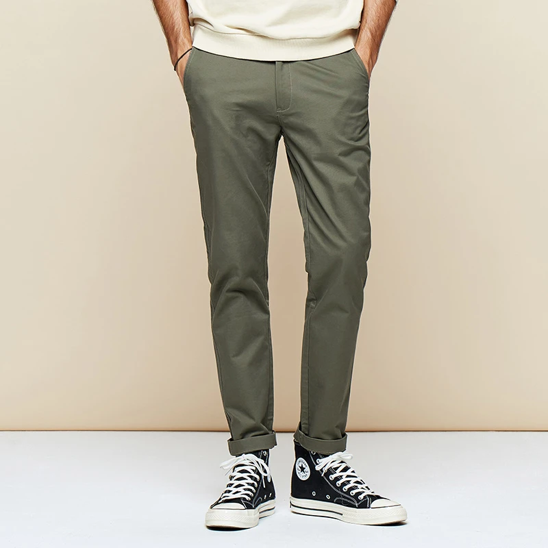 Брюки KUEGOU мужские черные повседневные хлопковые длинные в винтажном Корейском