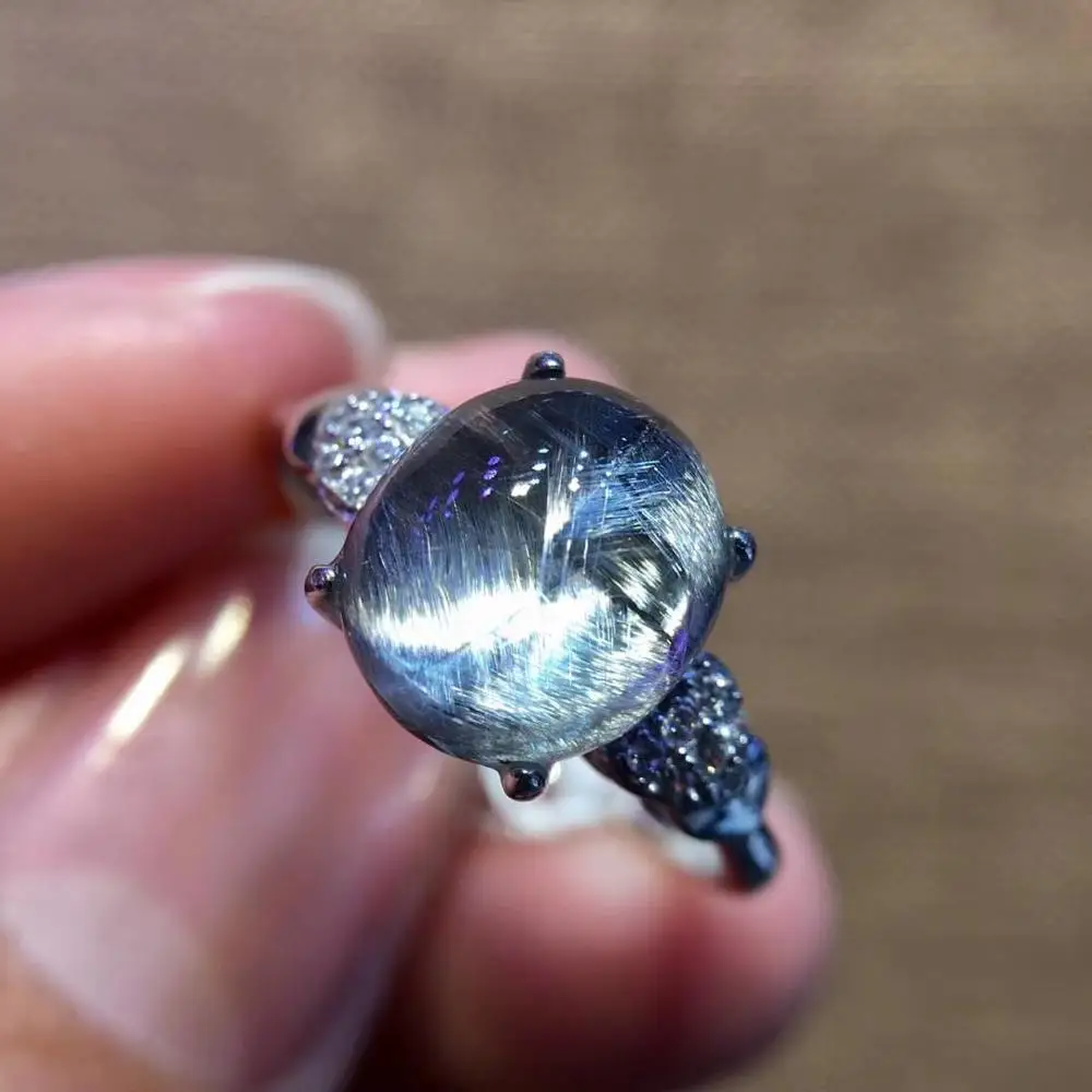 Регулируемое кольцо из натурального брукита Платинового серебра