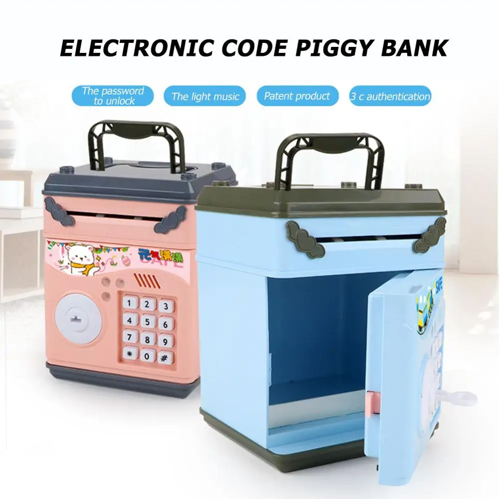 

Electronic Piggy Bank ATM Password Money Box Cash Coins Saving Box ATM Bank Safe Box Automatic Deposit Banknote Christmas Gift