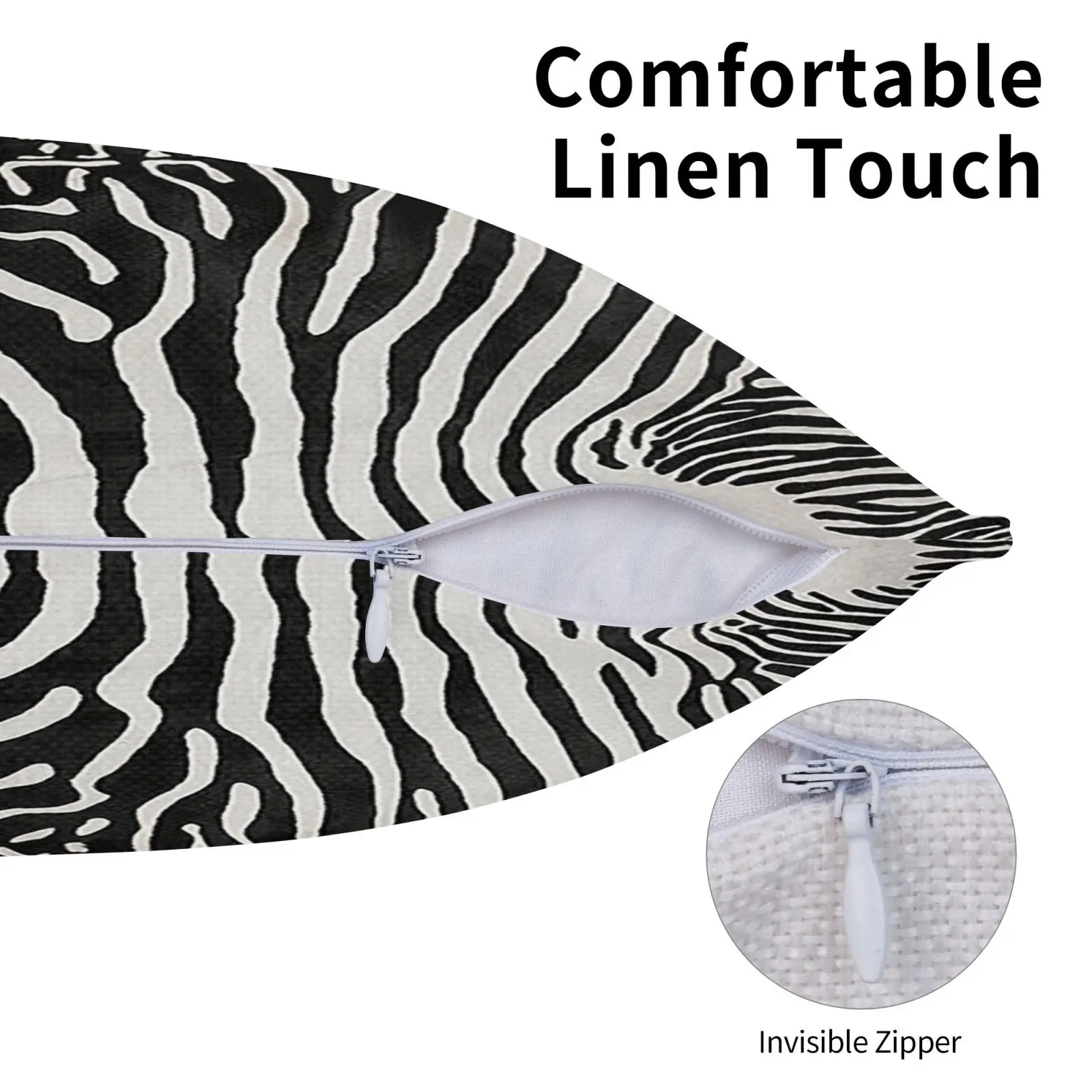 Zebra Print Stripes Skin Hide | Texture Pillowcase Lettering Throw Pillow Cover Cotton Flax Plush Pompom Cruelty Free Animal Дом и сад