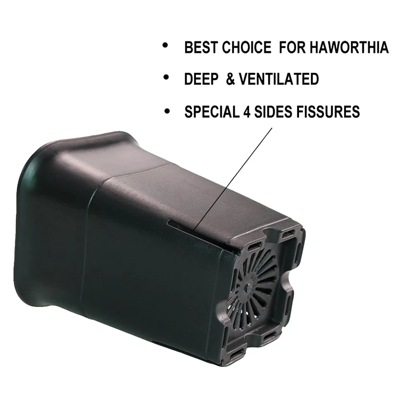 Черный квадратный пластиковый горшок для суккулентов 12 шт. в упаковке растений