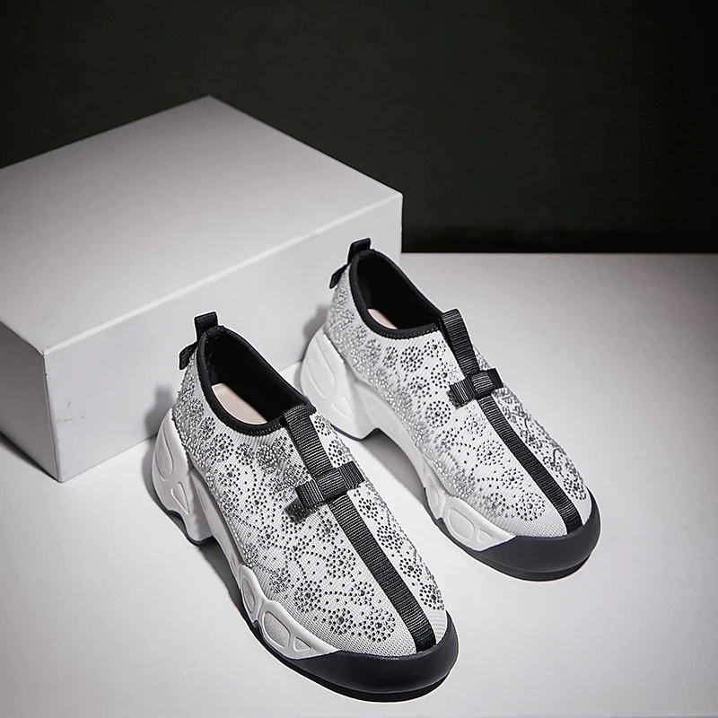 Женские сетчатые дышащие кроссовки без шнуровки на плоской подошве мягкие