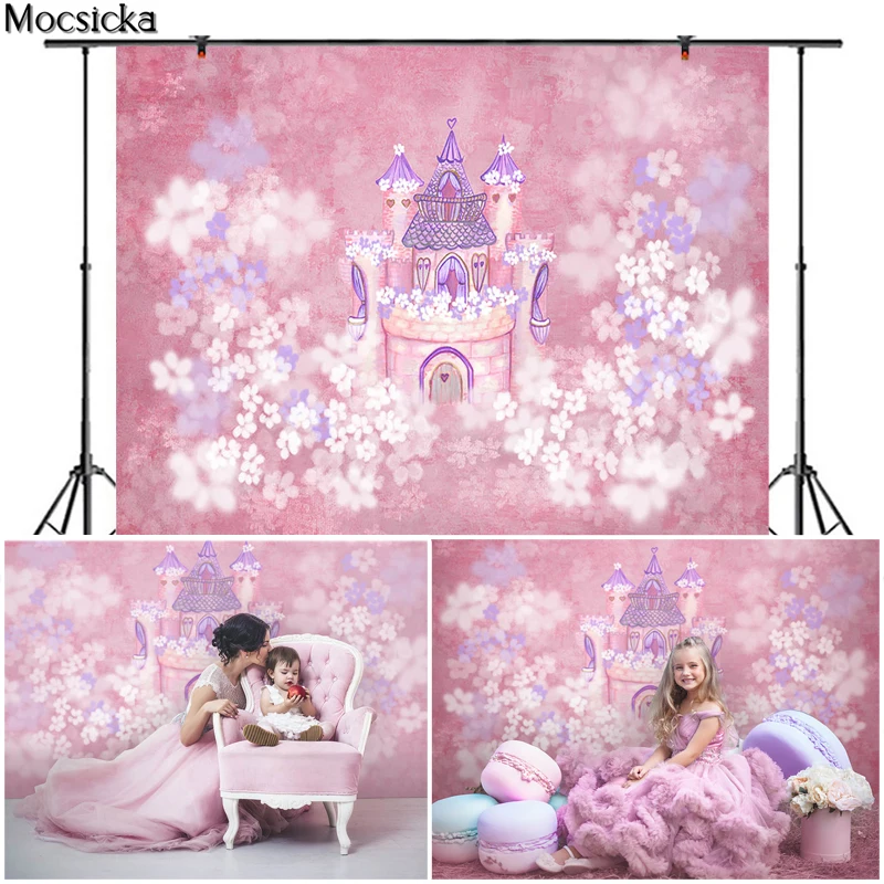 

Mocsicka фон для фотосъемки с изображением цветка замка розовый фон для фотосъемки новорожденных детей беременных женщин портрет фото Декор ре...