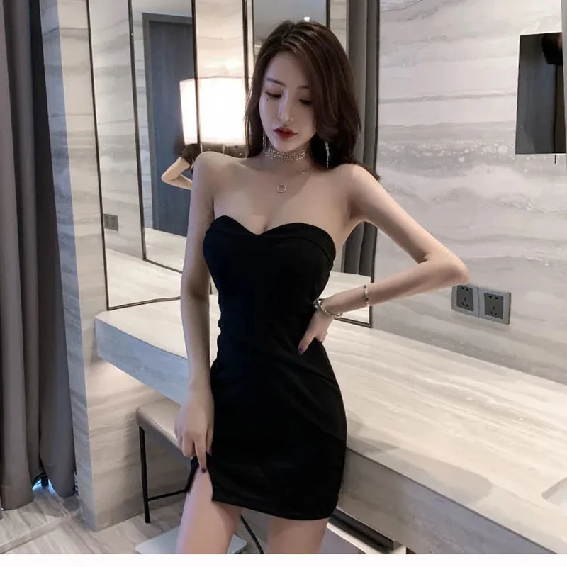 

Neck Sleeveless Bodycon Mini Dress Basic Women Summer Black Backless Party Sexy Clubwear 2021 Dresses