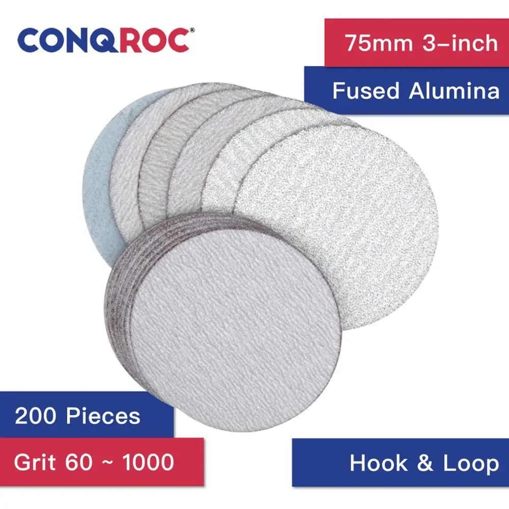 200 шт. трехдюймовые шлифовальные диски из оксида алюминия 75 мм|Абразивные