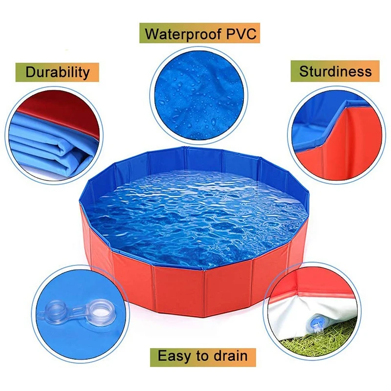 

AFBC Collapsible Dog Pet Pool Tub, Pet Swimming Pool Collapsible Dog Pet Pool, Pet Dog Cat Swimming Pool 80X20Cm