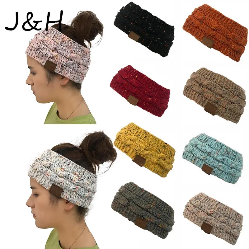 Широкие головные уборы вязаные крючком Твист шапка зимние теплые эластичные