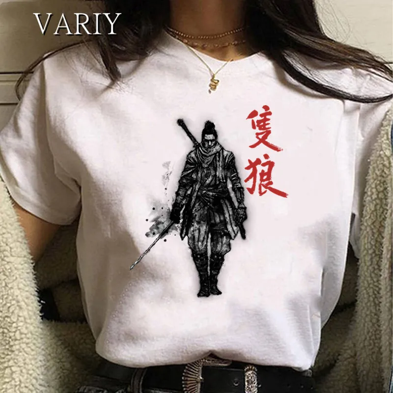 Femme Sekiro Shadows Die Twice Women's T Shirt Tops Casual Streetwear Print Japanese Samurai Graphic Tees Shirt Homme tops