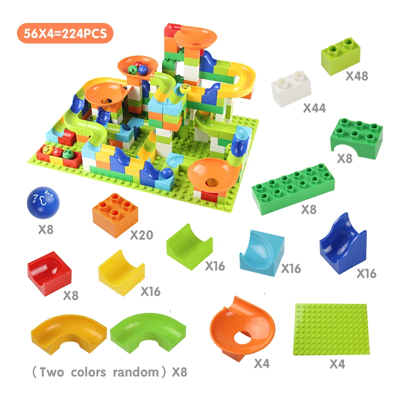76pcs-101pcs-224шт строительные блоки Совместимые Duploed большой размер слайды замок
