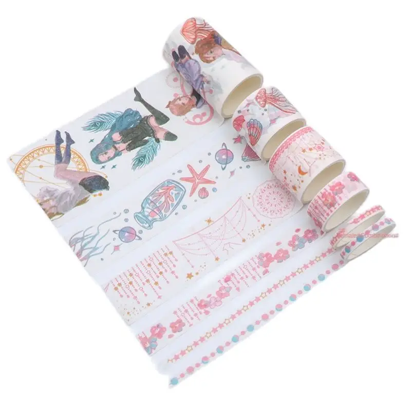 

6 Rolls Set Sea Kawaii Washi Tape Cute Girl Wish Scrapbooking Masking Tapes for Card Making Gift DIY Decoration Craft Supplies