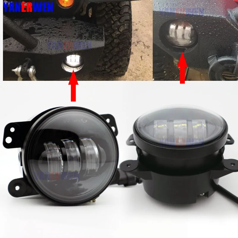 Круглые светодиодные противотуманные фары 4 дюйма для Jeep Wrangler Dodge Charger Journey Magnum PT