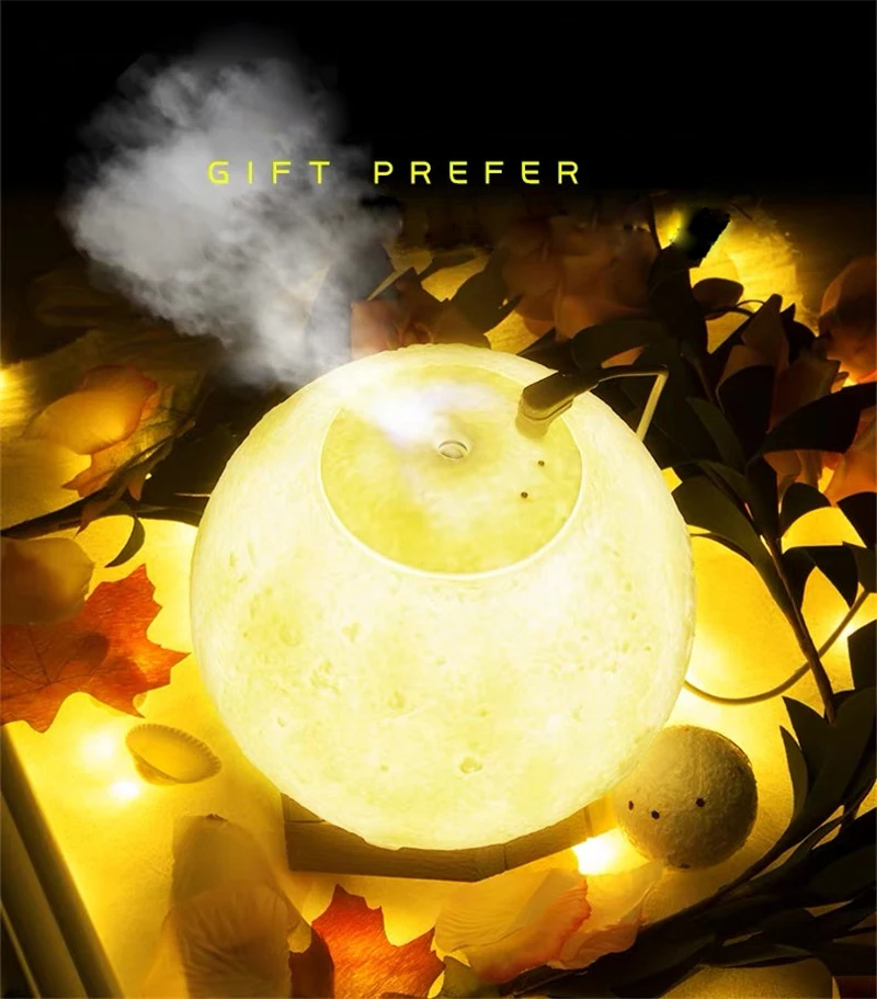 

880ml Air Humidifier Aroma Diffuser Aromatherapy Moon LED Light Essential Oil Diffuser Ultrasonic Air Purifier for Home Bedroom
