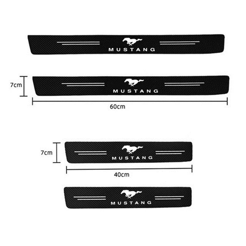 

4Pcs Car Welcome Pedal Decoration for Ford Mustang Car Threshold Carbon Fiber Leather Strip Anti-scratch Decoration Strip