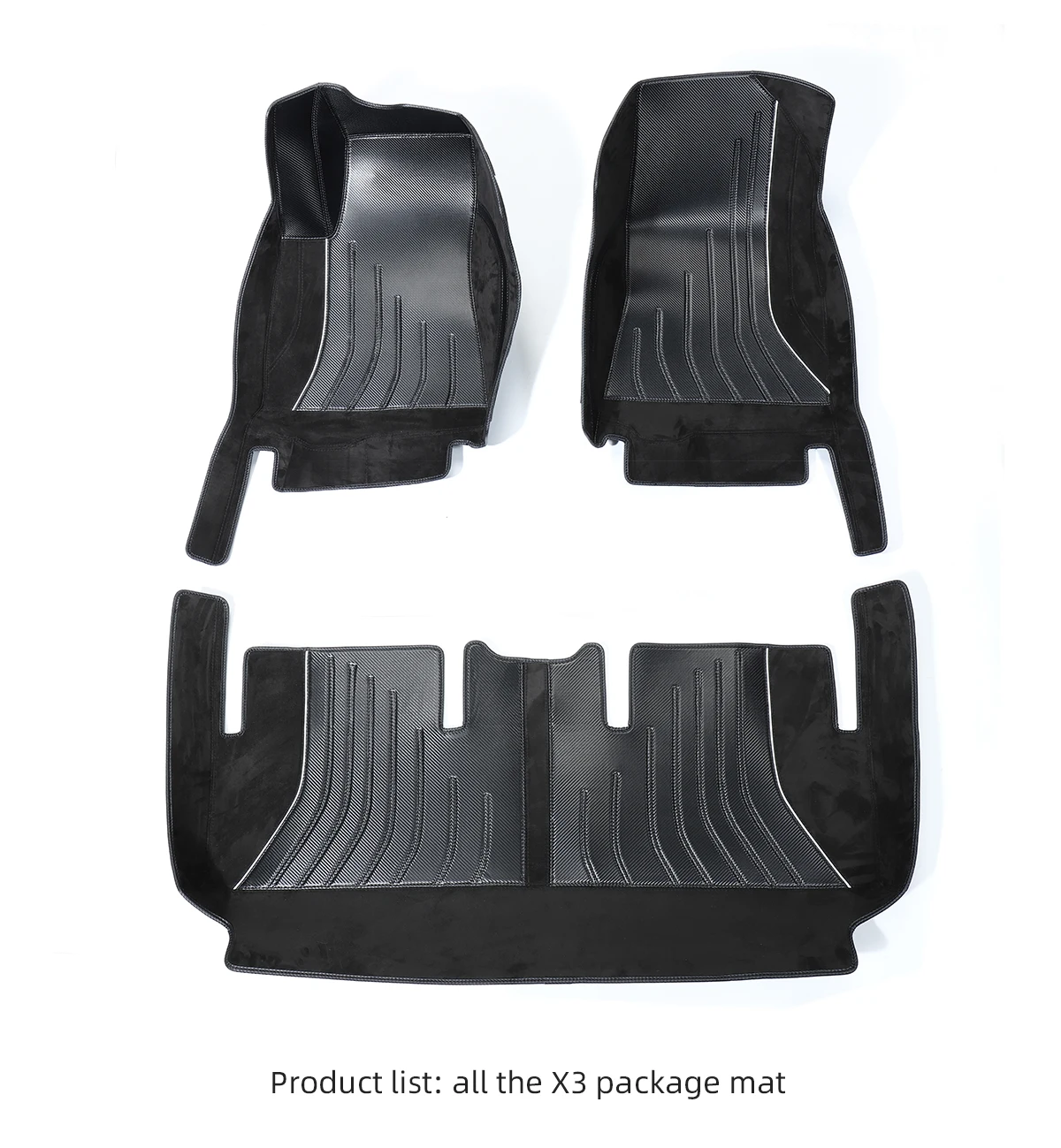 

LUCKEASY Car Accessories Interior Modification Turn Fur Carbon Fiber All weather Non-slip Floor Mat For Tesla Model 3 2017-2021