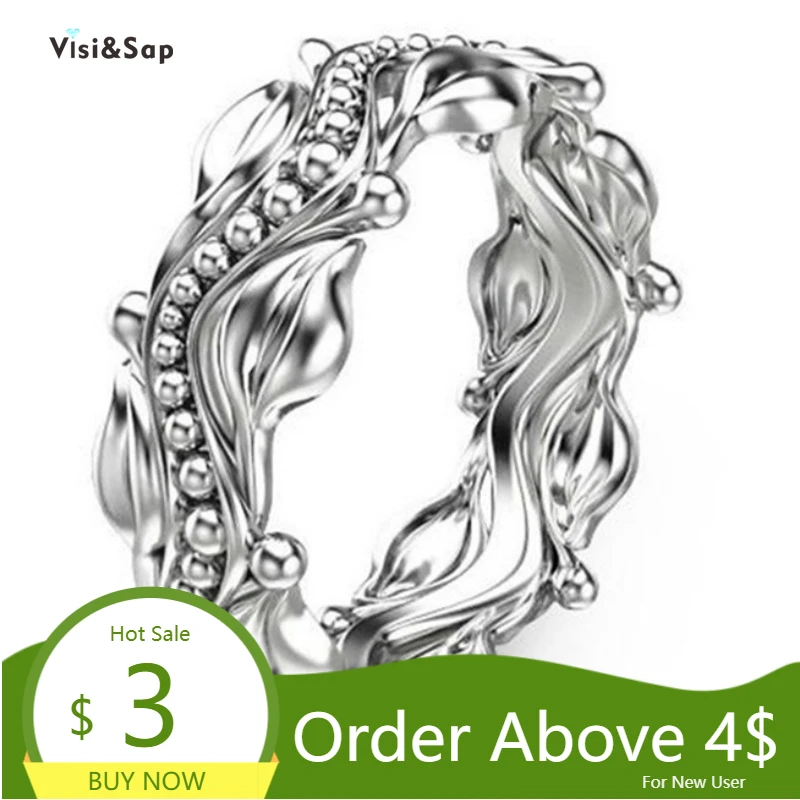 Visisap в стиле панк унисекс кольца для мужчин женщин с рисунком цветов и листьев