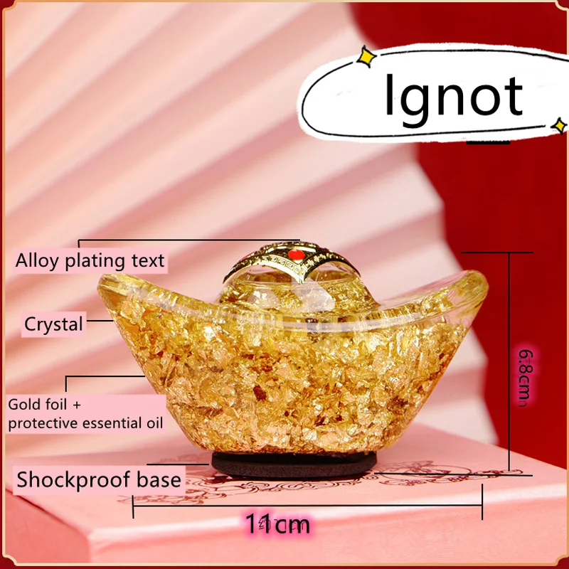 

Baceda Crystal Golden blessing bag money bag ingot ornament creative displace bring wealth lucky can attract wealth and fortune