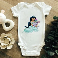 kawaii pet elephant jasmine princess cartoon graphic baby romper harajuku funny casual newborn bodysuit dropship