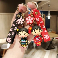 cartoon pendant cute figure doll leather bag car plastic soft rubber key ring keychain accessories jewelry festivals gift