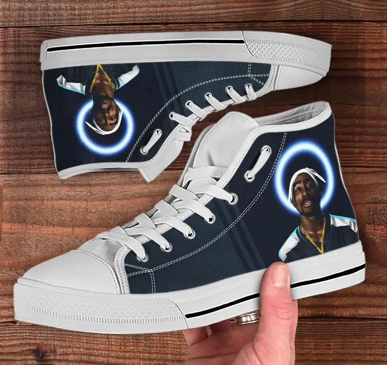 

Tupac Shakur High Top , Music Rapper Custom High Top ,Mens Womens Designer Leisure Sneakers Men Casual Canvas Shoes