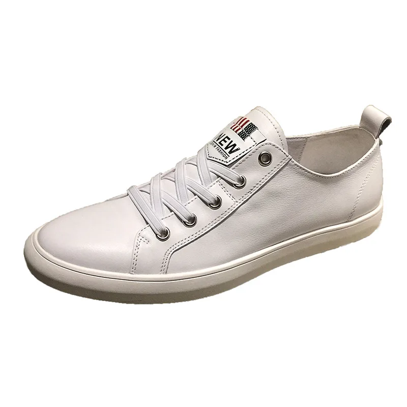 

Leather white shoes men's all-match casual shoes 2021 summer new men's board shoes breathable big-name trendy shoes