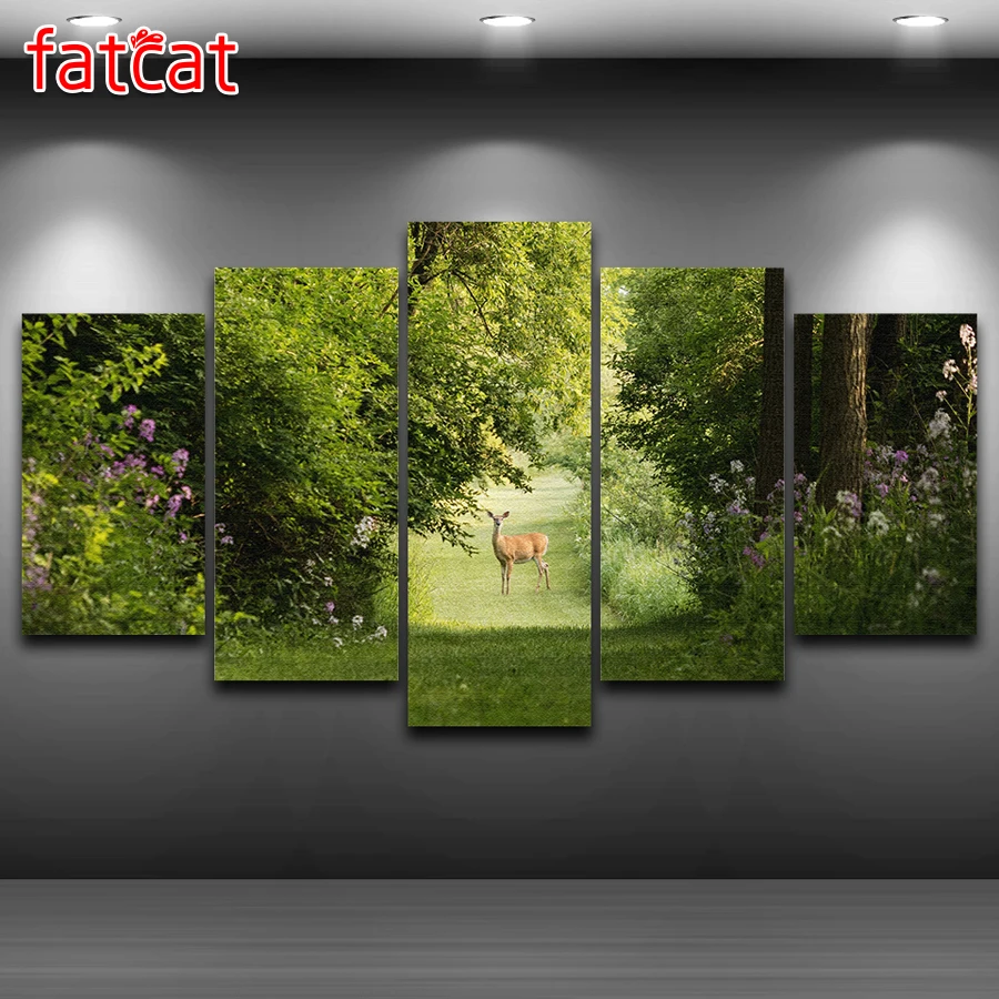 

FATCAT Nature Landscape 5 Pieces Summer Deer Diamond Painting Full Square Round Drill Diamond Embroidery Rhinestone Sale AE978