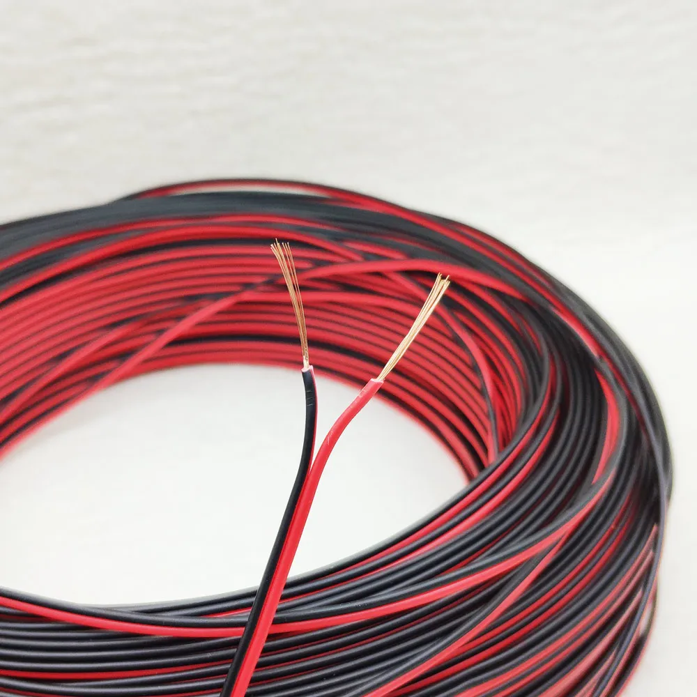 5 м 20 м 100 м 150 м 2Pin светодиодный кабель 22AWG, медный красный черный кабель 22 AWG Удлинительный провод для светодиодной ленты, ПВХ изолированный электронный провод