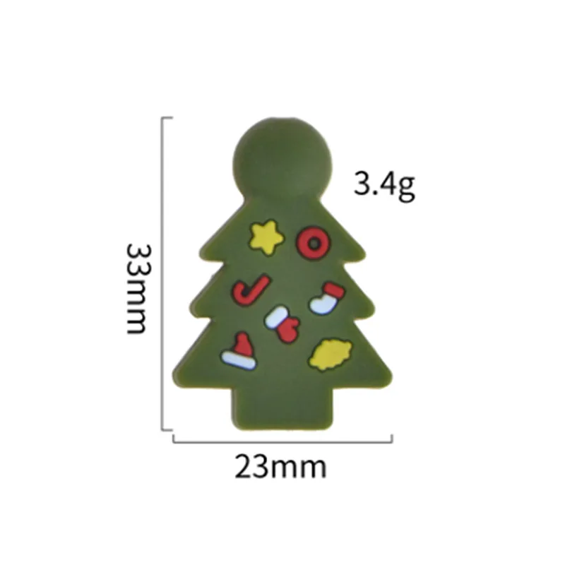 Chenkai-Cuentas de &aacute;rbol de Navidad sin BPA para beb&eacute;, cuentas de silicona para beb&eacute;, accesorios de juguete para morder de enfermer&iacute;a, grado alimenticio, 10 Uds.-5