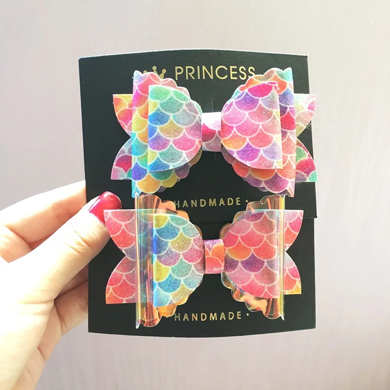 Очаровательные Русалочки для девочек банты волос двухслойные Прозрачные