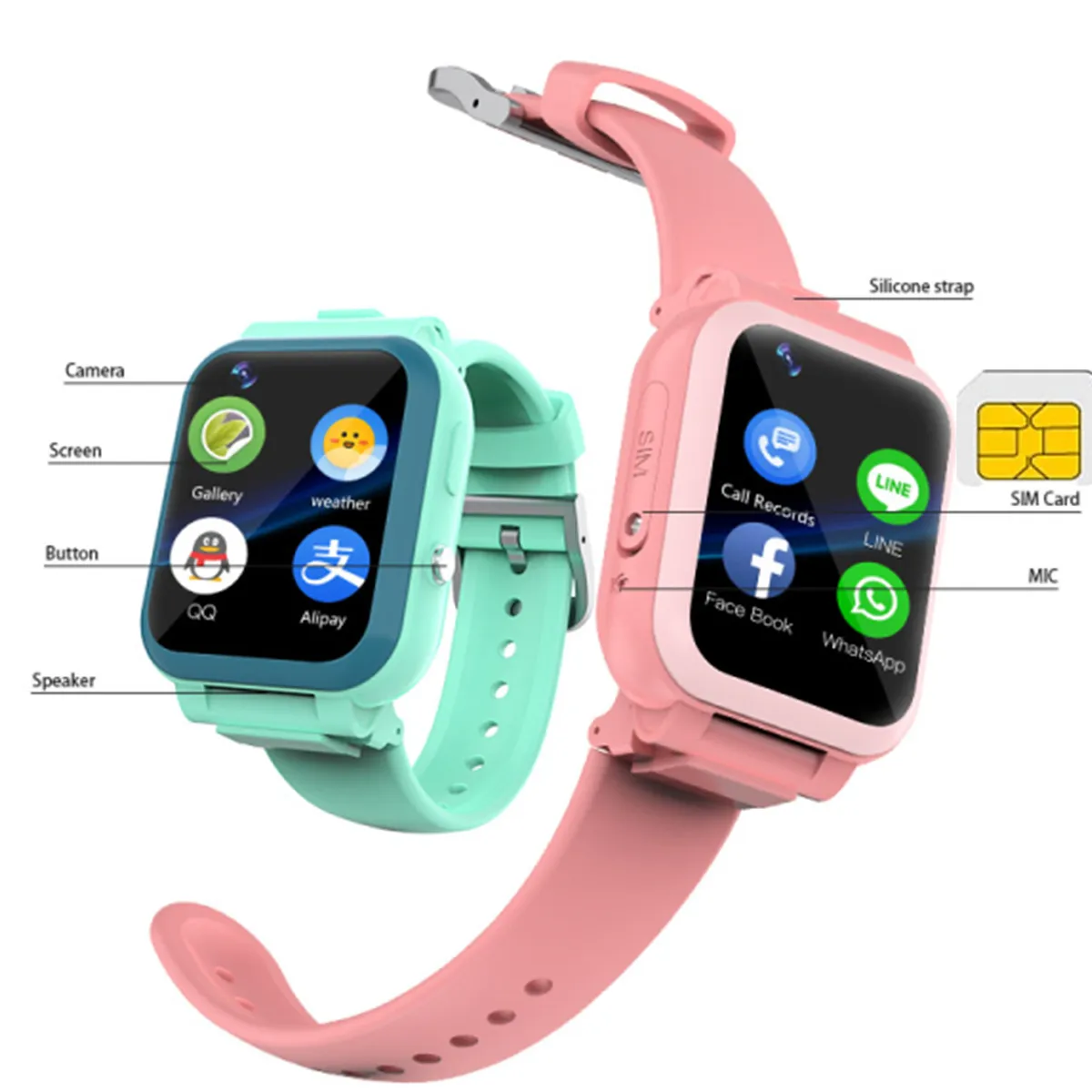 

4G GPS Wifi location Student/Kids SmartWatch Phone Y12A android system clock app install Bluetooth Smart watch 4G SIM Card