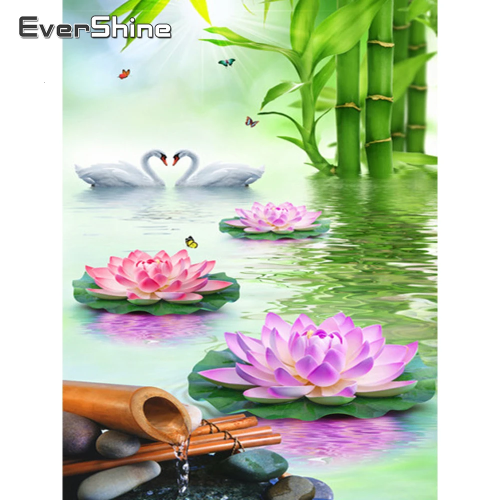 Evershine алмазная вышивка цветы алмазной мозайки крестиком лотос подарок | Отзывы и видеообзор