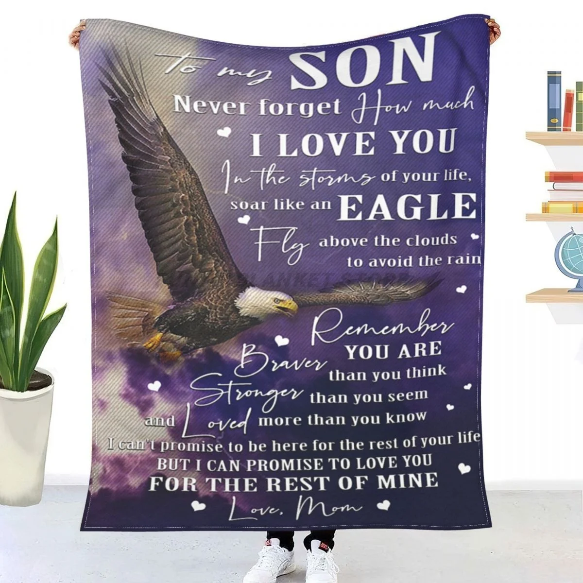 

I LOVE YOU ; PERFECT GIFT FOR SON FROM MOM Sherpa Blankets Ultra Soft Flannel Fleece Throw Blankets for Couch Sofa Bed